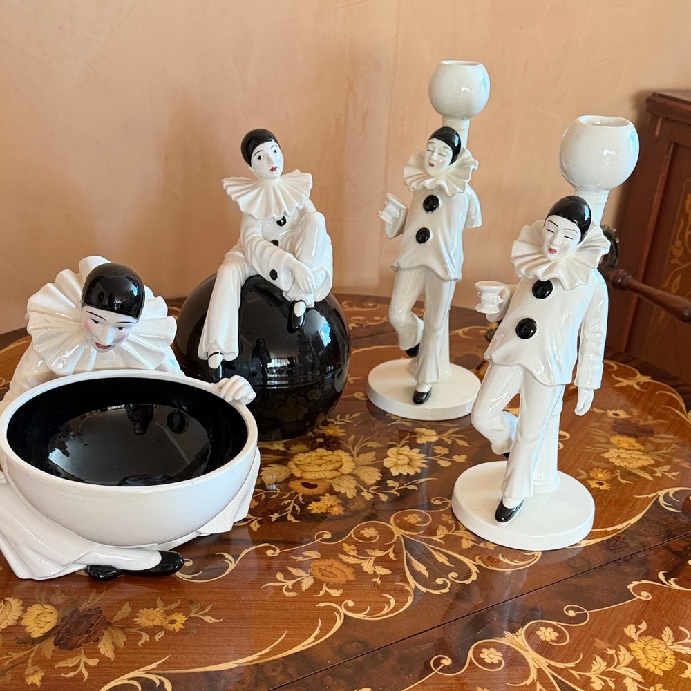 Sigma Taste Setter Pierrot Clown Candle Holders and Bowl Set PRICE IS FIRM